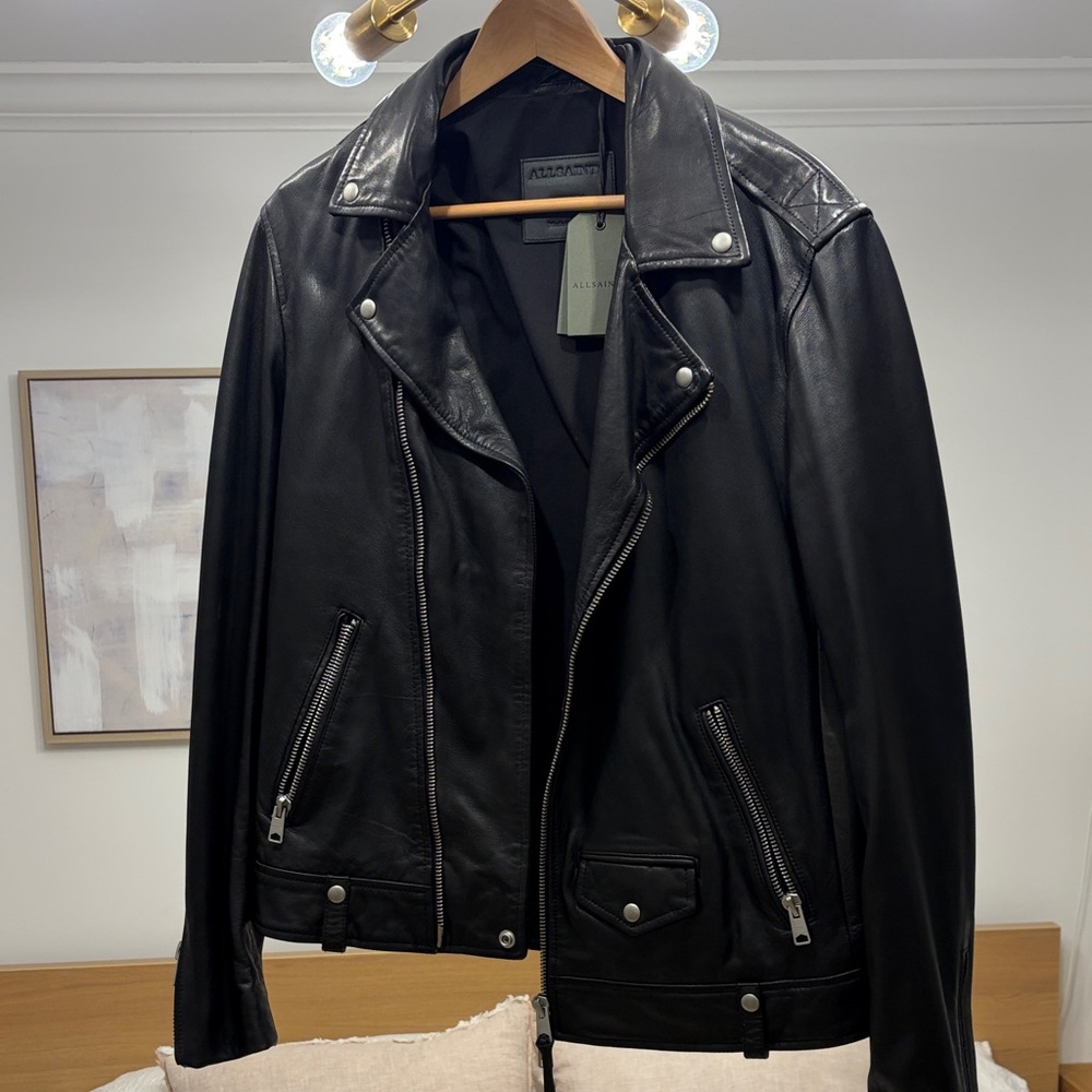All Saints Men's Black Leather Biker Jacket